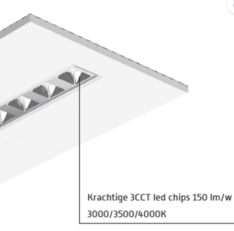 Panneau LED UGR15 3CCT 60x60cm Philips CertaDrive 32W