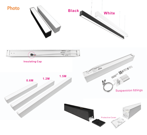 LED LINEAR LIGHT 120cm 36w 3000k/warmwit - Zwart